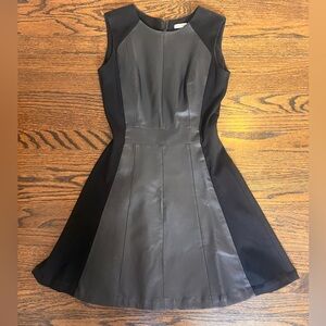 My Tribe Black Leather Panel Fit & Flare Dress Size S
